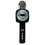 Lexibook Lexibook-MIC260 Microphone sans Fil avec Enceinte et lumières, Bluetooth, Fonction Changement de Voix, Effets Lumineux, Port Micro SD, USB, Noir/Argent, MIC260