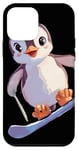 Coque pour iPhone 12 mini Adorable Pingouin Snowboard Sport d'Hiver Amusant