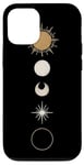 iPhone 12/12 Pro Minimalist Celestial Art Golden, Sun Full Moon Case