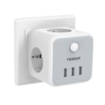 TESSAN Cube-Prolongateur de prise électrique multi-robinet,prises secteur,ports USB,Europe,Corée,adaptateur de prise en T PowerCube pour la maison - Type Gray 3 USB