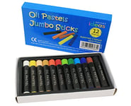 Bright Ideas Jumbo Oil Pastels - 12 Pack of Assorted Colours Oil Pastels Crayons - Intense Bright Colours for Kids, Artists, Students - Pastels for Paper, Card, Canvas. BI8350.