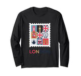 London Stamp with Iconic Landmarks - London Souvenir Long Sleeve T-Shirt