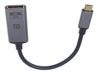 PremiumCord Adaptateur 8K USB-C vers Displayport M/F, DP 1.4, UHD 8K 4320p 60 Hz, 4K 2160p 144 Hz, HDR10, HDCP 2.2, 32,4 Gbps, Boîtier en Aluminium, Gris Sidéral, 20 cm