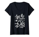 Womens Essential oils life happens oils help V-Neck T-Shirt