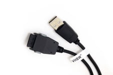 vhbw Câble de données USB compatible avec Samsung Yepp YP-E10, YP-P2, YP-P3, YP-Q3, YP-R1, YP-R1AB, YP-S2, YP-S3, YP-S5, YP-T9 téléphone - noir 100cm