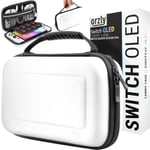 Orzly Carry Case for white Nintendo Switch Oled console with White 