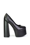 'Kiwi' Chunky Block Super High Heel Statement Closed Toe Platform Court Shoes