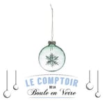 FEERIC Lights and Christmas - Boule DE Noel Verre 70MM Verte Flocon