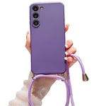 Alihtte Coque pour Samsung Galaxy S21 5G avec Cordon de Collier, Coque Mince Silicone TPU Bumper Etui Housse Cordon Réglable Téléphone Portable Lanyard Case pour Galaxy S21 Violette