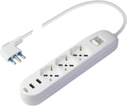 - Multiprise Intelligente Pp2526 - 3 Prises Schuko Multistandard Bivalentes - 2 Prises Usb 2,4A Charge Rapide - Prise Gain De Place - Multiprise Noire Avec Interrupteur Câble 1,5 M