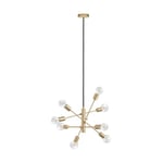 EGLO Pendant lighting Gradoli, 8 bulb ceiling light fitting made of brushed brass, metal chandelier for dining and living room, E27 socket, Ø 28 inches