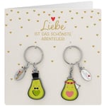 GRUSS & CO 71072 Porte-clés pour couple Motif avocat | Coffret cadeau avec 2 pendentifs figuratifs sur carte cadeau | Cadeau de mariage pour couple, pour deux | 71072, multicolore, Länge 8,3 cm