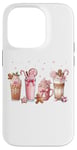 iPhone 14 Pro Ginger Man Cookies Christmas Coffee Latte Pink Xmas Season Case