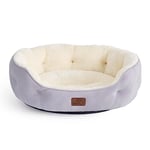 Bedsure Small Dog Bed Washable - Large Cat Beds for Indoor Cats and Puppy, Round Dog Bed Sofa for Medium Dogs with Slip-Resistant Bottom, Misty Lilac, 63x53x20cm