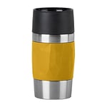Emsa Travel Mug Compact Tasse Mug isotherme jaune 0,3 L Isolation double paroi boissons chaudes café 3h fraîches 6h Acier inoxydable revêtement silicone N2161000