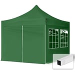 Intent24 - Tente Pliante 3x3 m - 4 côtés Acier Barnum Chapiteau Pliant Tonnelle Stand Paddock Réception Abri vert foncé