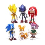 6 st Sonic figurer Action Character Doll Toys Anime Figur - Perfekt