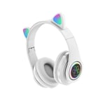 Universella trådlösa Bluetooth 5.0-headset med kattöron, vita