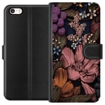 Apple iPhone 5s Sort Lommebokdeksel Tecknade blommor