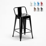 Tabouret de bar cuisine industriel en acier avec dossier h61cm Steel Top Couleur: Noir