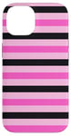 Coque pour iPhone 14 Rose rayé girly esthétique Preppy Black Stripes