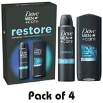 Dove Men+Care Collection Restore Clean Comfort Body Wash Anti Perspirant x4