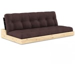 Inside75 - Canapé lit futon base marron couchage 130cm dossiers noirs coffres