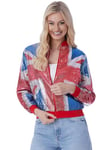 Smiffys Veste aviateur à sequins Union Jack, Imprimé de style vintage