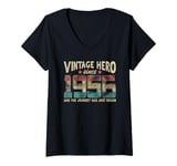 Womens Vintage Hero Born 1956 The Journey Has Just Begun Birthday V-Neck T-Shirt