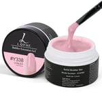 LOPHE Gel de Construction Ongle UV, 15 ml Vernis à Ongles Gel Solide Solide Colle Ongle Faux pour Extension Décoration Allonge Répare, Rose Laiteuse