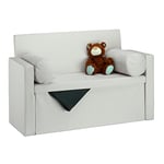 Relaxdays Banc dossier 2 places banquette coffre de rangement pliable assise pratique pliant HxlxP: 75x115x47 cm, crème