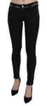 C ' ' Costume National Jean Noir Taille Basse Fermeture Éclair Jambe Skinny