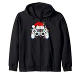 Xmas Lights Santa Hat Video Game Controller Gamer Christmas Zip Hoodie