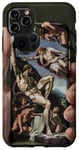 Coque pour iPhone 11 Pro Max Noir Art Déco Floral Michel-Ange Création Of Adam Sixtine