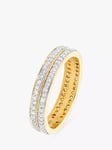 L & T Heirlooms Pre-Loved 9ct Yellow Gold Double Row Diamond Band Ring, Gold/Silver