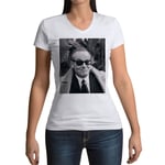 T-Shirt Femme Col V Jack Nicholson Acteur Cigarette Photo Noir Et Blanc Cinema