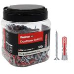 Fischer Propack Duopower 8 x 40 cm, 120 chevilles avec vis en pot réutilisable, pour fixation sur béton, maçonnerie et cloison sèche, 572886