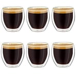 Creano Double Walled Espresso Glasses 100ml - Insulated Coffee Cups - Handmade Heat Resistant Glass - 6 pcs (Pack of 1)