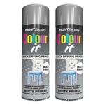 2X White Primer Spray Paint Aerosol Auto Car Wood Metal 250ml