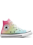 Converse Kids Girls Hyper Brights High Tops Trainers - Turquoise/Pink, Blue, Size 2 Older