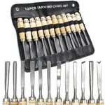 Xpotool - Kit de fers à sculpter 12 pcs. pour sculpture de bois avec fer plat & gouge en acier