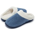 Kuako Chaussons Doublées en Peluche Femme Anti-dérapant À Mémoire D'intérieur Hiver Confort Chauds Accueil Pantoufles, Bleu, 36/37 EU