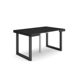 Table console extensible, pour 6 personnes, 140x90x77cm, Pieds bois massif, couleur Noir