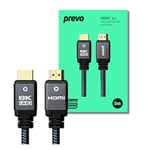 PREVO Prevo HDMI-2.1-5M HDMI Cable, HDMI 2.1 (M) to HDMI 2.1 (M), 5m, Black & Grey, Supports Displays up t