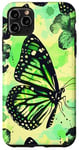 Coque pour iPhone 11 Pro Max Green Pop Art Floral Esthétique Y2k Ailes de fée Papillon Alt