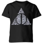 Harry Potter Deathly Hallows Text Kids' T-Shirt - Black - 3-4 ans