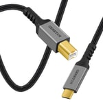 Câble D'Imprimante Usb C Câble Type C Mâle Vers Usb B Mâle Cable Scanner Usb-C Vers Usb-B Nylon Tressé Compatible Avec Macbook Pro Air Ipad Pro Air Imac Xps Hp Epson Canon Brother Lexmark-5M