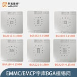 Ensemble Complet Emmc Emcp Uelasticity Bga 153/162 Bincome Rationnel 186 Bincome 221 Bincome 254 Reballing Stbbles Plant 18/Steel Net Avec Plaque Fixe Et Support - Type 6pcs Bg Stencil #A