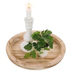 Hanobe Plateau de Service Bois: Rond Bois Brûlé Clair Decoratif Bougies Plateaux Rustique Décoratives Plats de Table Vintage Petit Plateau pour ottoman de Décoration de Cuisine