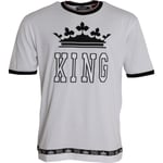 Dolce & Gabbana T-Shirt Blanc Couronne King Coton Col Rond Hommes IT48/US38/M